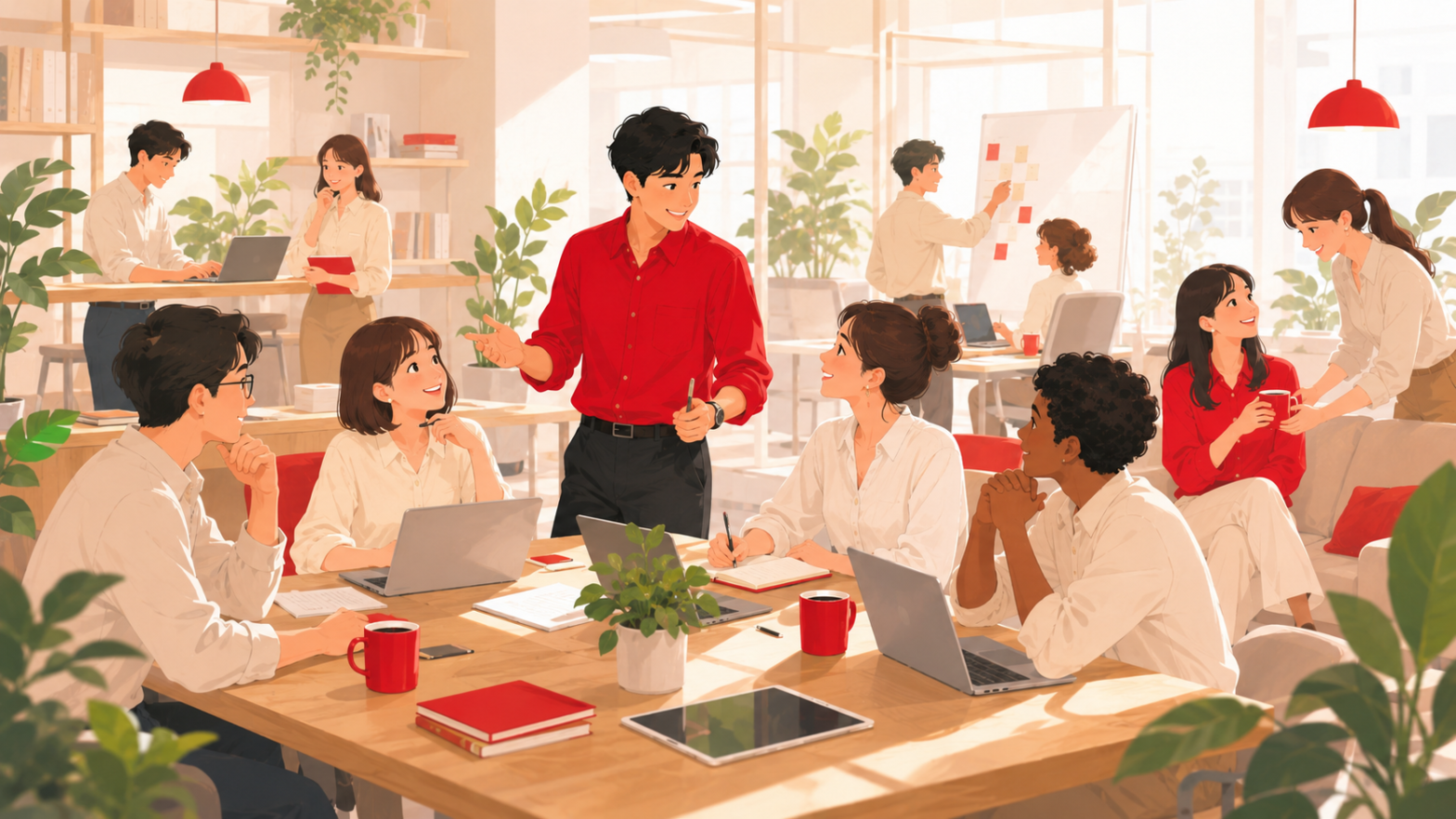 挑戦・やりがいと安心できる環境が両輪で調和し、いきいきと働く職場の様子